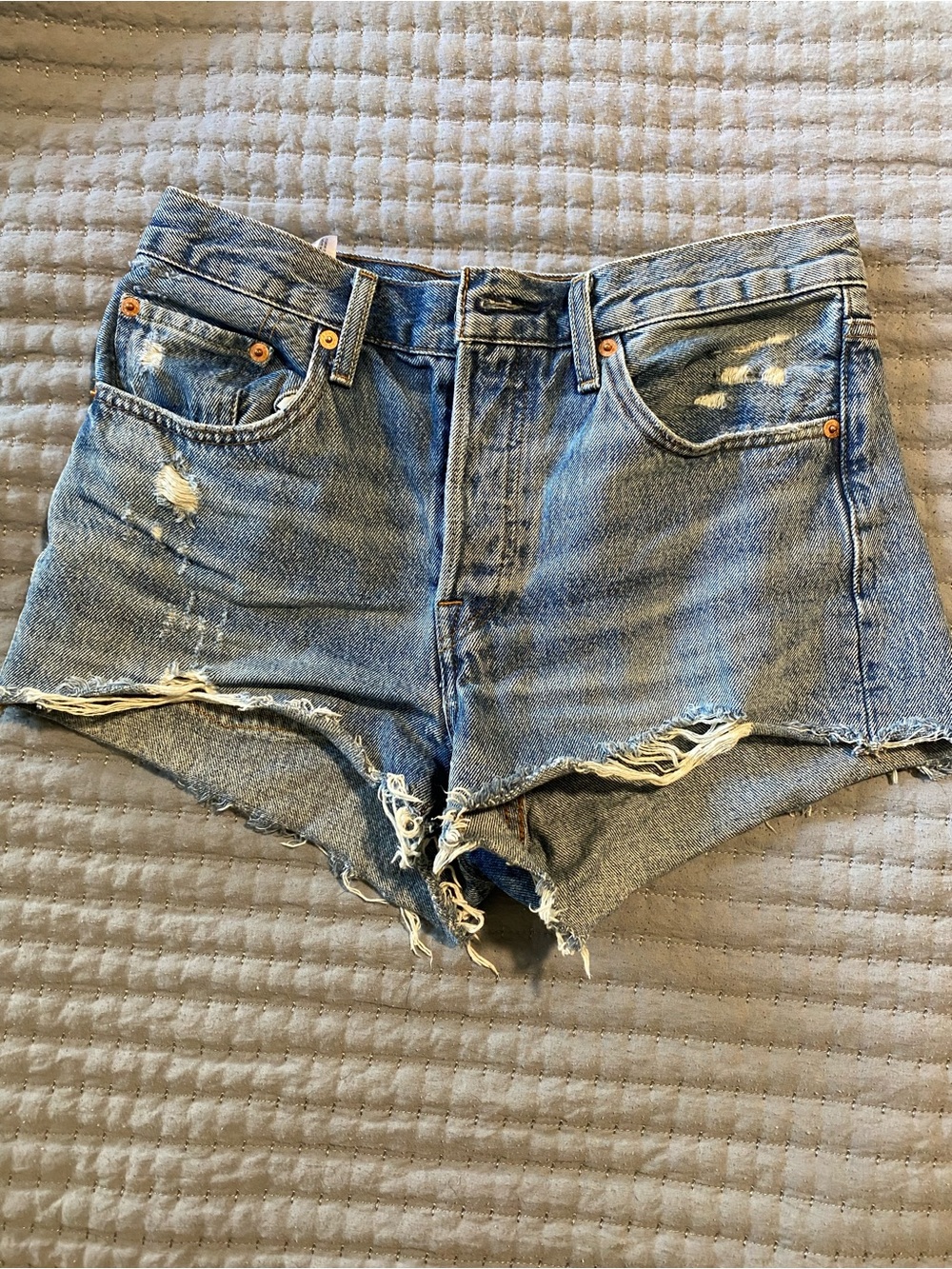 Levi’s Distressed High-Waist Denim Shorts